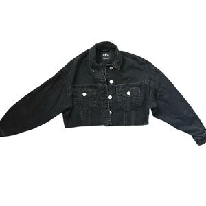 Zara Dark Denim Cropped Jacket